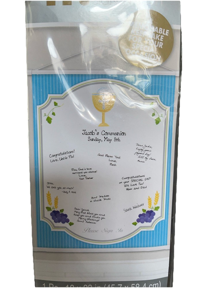 First Communion Confirmation Baptism Sign-in Scroll Religious Party Decoration