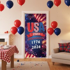 250th Anniversary Decorations Door Cover USA 250 Anniversary Patriotic 4th o…