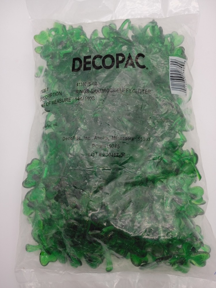 DecoPac Shamrock Puffy Glitter Cupcake Rings 144 Pack St. Patrick’s Day READ NEW