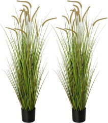 KOL Artificial 5ft 2-Pack Horsetail Reed Grass, 59in Tall 5FT, Green