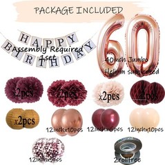60th birthday decorations women – Rose gold 60 birthday party supplies for Ha…