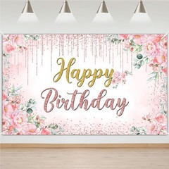 Avezano Happy Birthday Backdrop Banner for 70.8 inches x 43.3 inches, pink