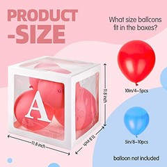 Baby Boxes with 4 PCS Letters for Baby Shower Clear Balloon Box Blocks White