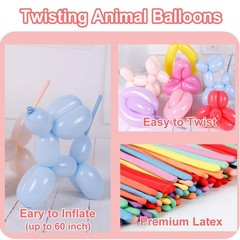 200Pcs 260 Long Balloons, Twisting Animal Balloons Assorted Color – Thickenin…