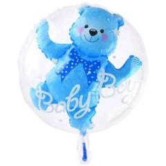 4D Transparent Baby Shower Boy Girl Bear Bubble Ball Kids 1st Birthday Party