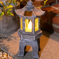 VP Home Solar Powered Asian Statue, Pagoda Garden Decor, Outdoor Zen Garden L…