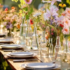 8 Sets Artificial Wildflowers Table Centerpiece with Vases Spring Summer Colo…