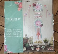 Boho Happy Birthday 3-D Backdrop Paper Ribbon Wall Decoration Set 3.75″-12.5″
