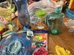 Misc. Items For Hawaiian/Luau Party/Pool, 16 Pcs, Straw Hat, Cups, Lei, Lanterns