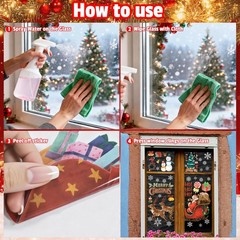 Christmas Party Decorations – Snowflake Window Clings Stickers for White Red