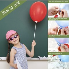 100 Pieces White Plastic Balloon Sticks Holders and Cups 12.6 Inch
