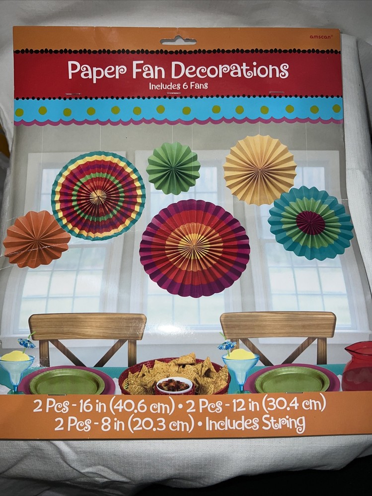 Fiesta Paper Hanging Fan Decorations Set