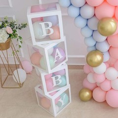 Baby Shower Boxes Party Decorations – 4 pcs Transparent Balloons Boxes Décor …