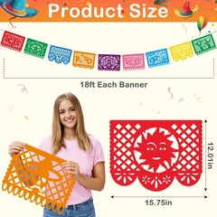 216FT Cinco De Mayo Decorations, 12 Pack Mexican Party Banner, 3 Styles Color…