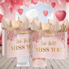 Farewell Going Away Party Decorations Rose Gold We Will Miss You Gift Bags with