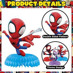 9Pcs Spidey Honeycomb Centerpieces, Cartoon Movie Theme Birthday Party Supplies,
