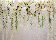 White Rose Floral Theme Photography Backdrops Bridal Shower Wedding Flowers Phot