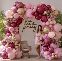 Burgundy Pink Balloon Garland Double Pastel Light Pink Gold Mauve Balloons Ma…