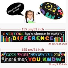 2 Pack Motivational Classroom Banner Poster Positive Banner Inspirational