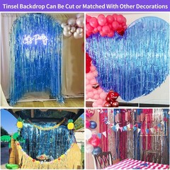 Blue Streamers Party Decorations 3.3×8.2ft, 2 Pack Dark