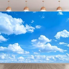 Blue Sky White Clouds Backdrop Photo Background Birthday Baby Shower Party Decor