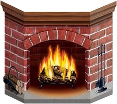 Elegant Brick Fireplace Stand-Up Display, 3’1″ x 25″ – Instant Festive Ambiance
