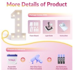3FT Light Up Numbers, Marquee Numbers 4 for Birthday or Anniversary Party