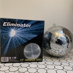 Eliminator 12-inch Disco Mirror Ball with Hanging & Motor Ring DJ Club Lighting