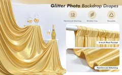 10x10FT Gold Sequin Backdrop Curtain for Party – 2 Panels 5x10FT Wrinkle-Shimmer