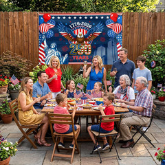 250 Years America Anniversary Backdrop Banner 48X71 Inch, 1776-2026 Semiquincent