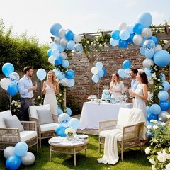 60 PCS Light Blue Baby Blue and White Balloons, 12 inch Blues Confetti Latex …