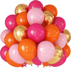 Hot Pink and Orange Gold Balloons 12Inch 60Pcs Light Pink Metallic Gold Helium L