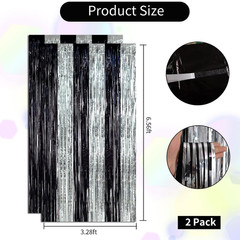 2Pcs Black Silver Door Streamers Congrats Grade 2026 Decoration Backdrop Foil Fr