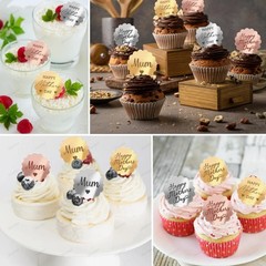 Happy Mothers Day Cupcake Toppers Acrylic Mirror Disc Cake Topper Best Mum Ev…