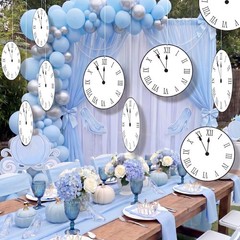 25 Pcs Princess Gray Party Decoration 11.81″ Midnight Clock Hanging Backgroun…