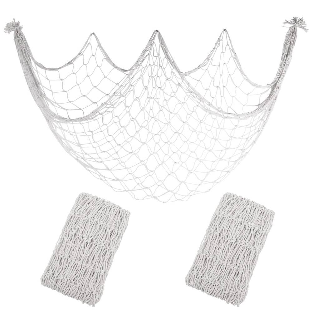 2 Pack Decoractive Fishing Net 80×40 Inch, 3mm Off White Natural Cotton Large…