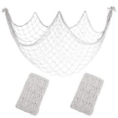 2 Pack Decoractive Fishing Net 80×40 Inch, 3mm Off White Natural Cotton Large…