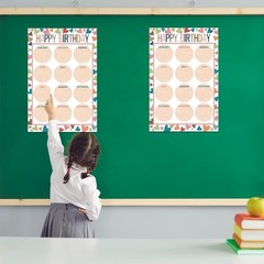 Boho Birthday Classroom Poster 2Pcs 17×12 Inch Calendar Cutouts School Decor