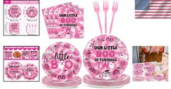 Halloween Pink Ghost Birthday Party Supplies Dinnerware Plates Napkins