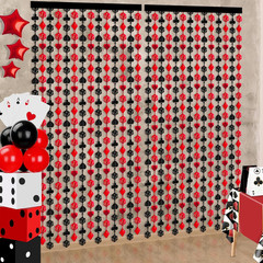 2 Pack Premium Casino Theme Party Decorations, Poker Curtains 3.3 X 6.6 Ft Casin