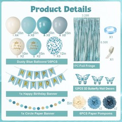 Elegant Blue Birthday Decorations Set – 58 Pieces for Spectacular Celebrations