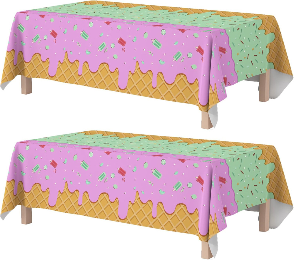 Ice Cream Party Decorations – Disposable Tablecloth for Ice Cream Birthday Party