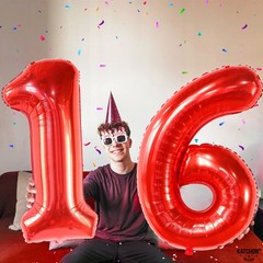 , Red 16 Number Balloons – Huge, 40 Inch | 16th Birthday Balloons Red for 16t…