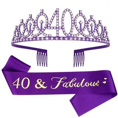 40th Birthday Sash & Rhinestone Tiara Set in Purple – Celebrate Fabulousness!