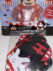 Disney Mickey Mouse Party Decor Kit & Happy Birthday Banner Bundle NIP