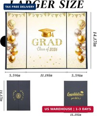 Black and Gold Graduation Party Decorations Class of 2026 – Extra Large 22″ x 14