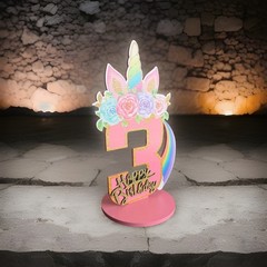 Unicorn Birthday Party Table Decoration Age 3 Pink Wood Floral Nature Theme