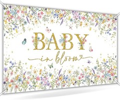 Baby in Bloom Backdrop Wildflower Baby Shower Party Decorations 70.8 x 43.3 Inch