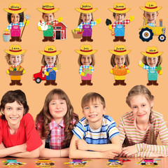 60Pcs Farm Theme Cutouts Farmer with Straw Hat Bulletin Board Decorations Farmer