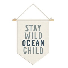 Ocean Nursery Decor, Stay Wild Ocean Child Wall Hanging Pennant Flag Banner, …
